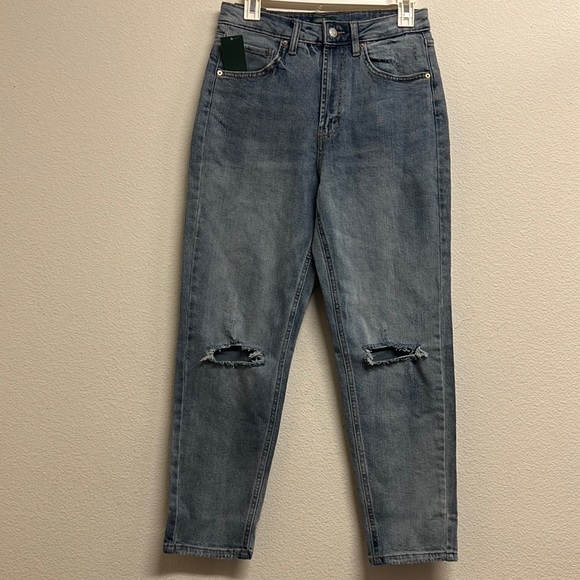 wild fable Denim - wild fable Distressed High-Rise Mom Jeans in Mid Blue